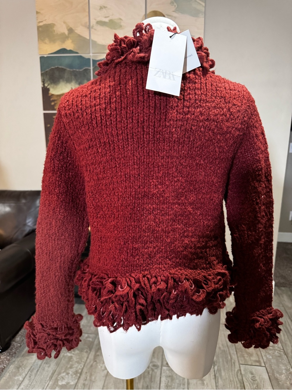 Zara Rust Ruffle-Trim Teddy Jacket - Picture 4 of 4